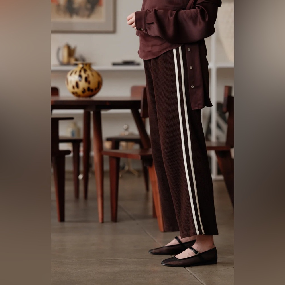 DONNI thermal stripe pants in espresso size medium